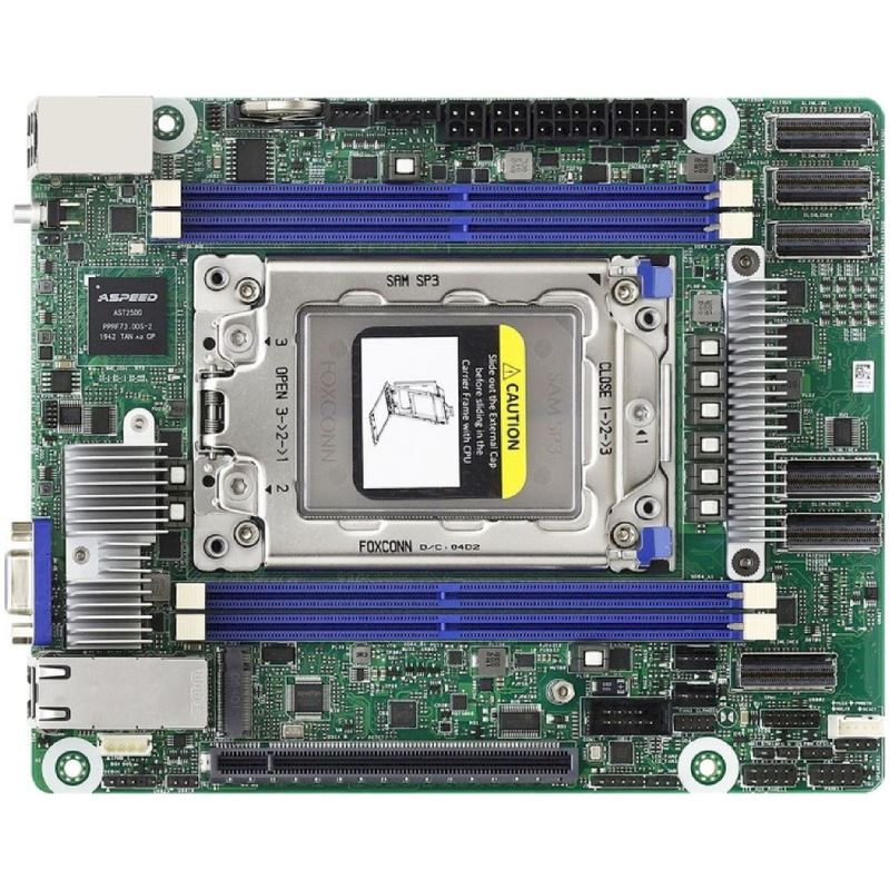 ASRock ROMED4ID-2T, 1xSKT SP3, AMD EPYC 7000, SoC, SATA, NVMe, 1xM.2, 2x10GbE, IPMI