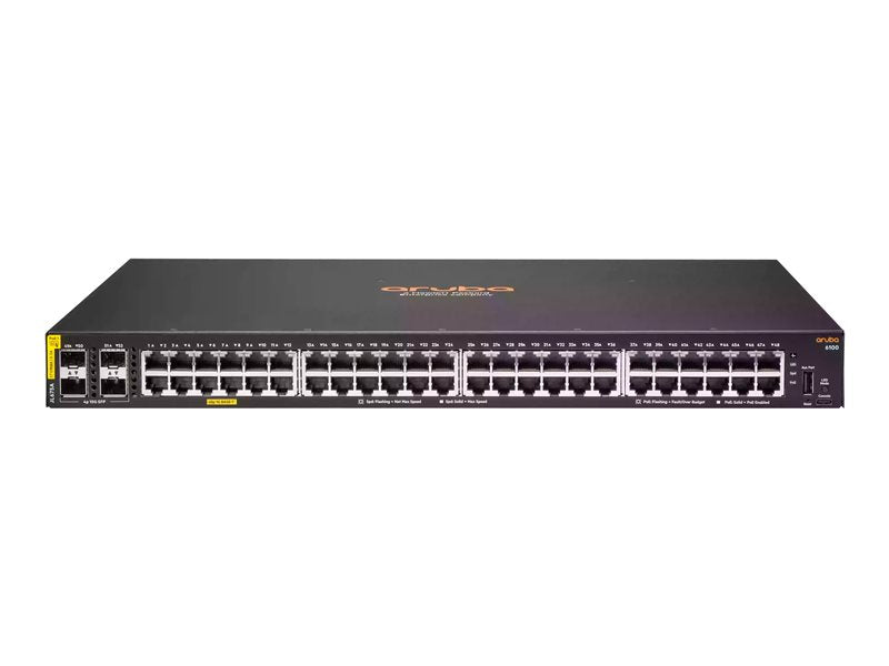 HPE Aruba 6100 48G Class4 PoE 4SFP+ 370W Switch - Switch - Managed - 48 x 10/100/1000 (PoE+) + 4 x 1 Gigabit / 10 Gigabit SFP+ - side to side airflow