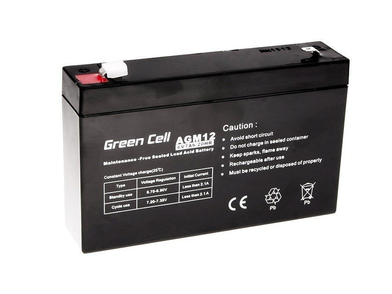 Batterie rechargeable industrielle Green Cell AGM12 au plomb scellée (VRLA) 7000 mAh 6 V