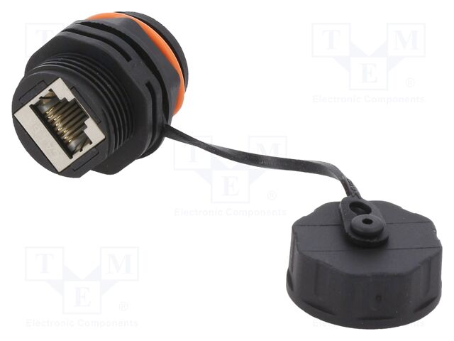 Cat.6A Industrie Schraub-Kupplung 2xRJ45, schwarz