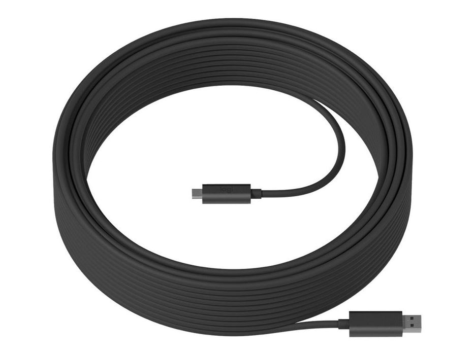 Logitech Strong - USB cable - USB Type A (M) to USB-C (M) - USB 3.1 - 10 m - plenum, Active Optical Cable (AOC) - for Room Solution Huddle, Large