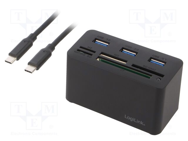USB 3.2 Gen1 Cardreader, 8-port Mini Docking, USB-C, black