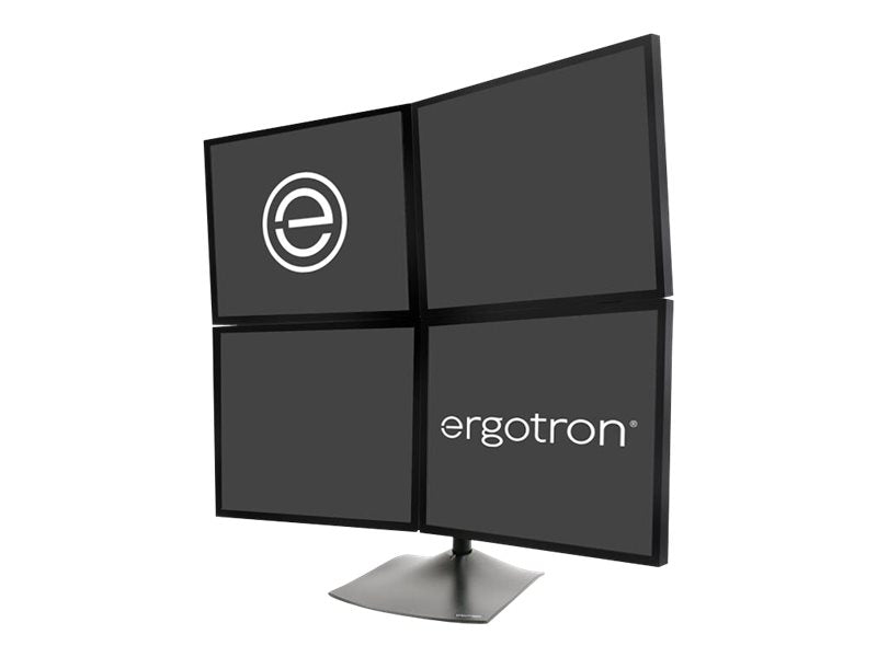 Ergotron DS100 Support de bureau pour quatre écrans - Support pour quatre écrans plats - aluminium, acier - noir - taille d'écran : jusqu'à 24"