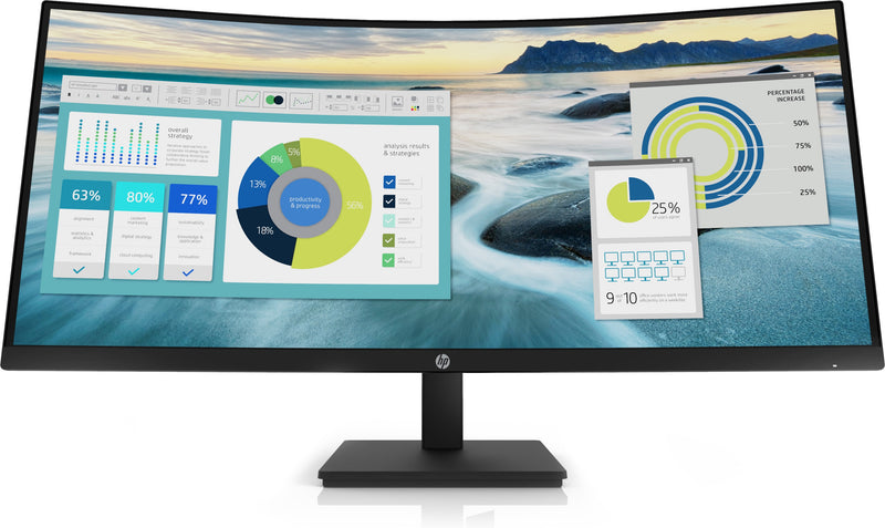 HP P34hc G4 - P-Series - LED monitor - curved - 34" - 3440 x 1440 WQHD @ 60 Hz - VA - 250 cd/m² - 3500:1 - 5 ms - HDMI, DisplayPort, USB-C - speakers