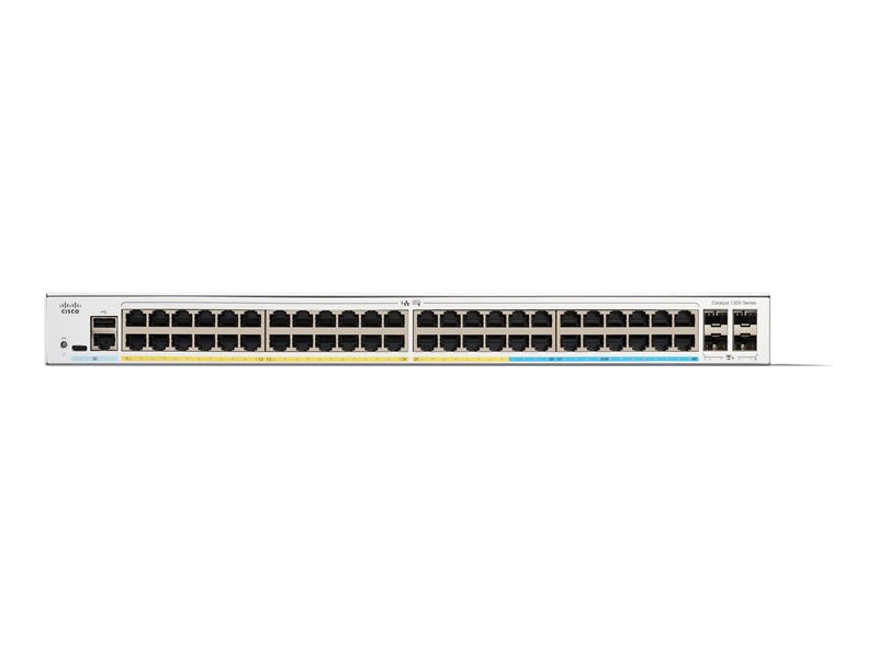 Cisco Catalyst 1300-48P-4G - Switch - L3 - Managed - 48 x 10/100/1000 (PoE+) + 4 x Gigabit SFP - rack-mountable - PoE+ (375 W)