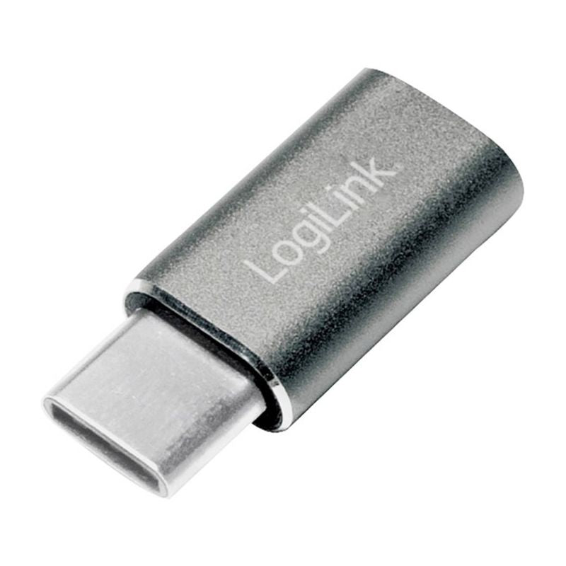 Logilink USB 2.0 Type-C adapter, C/M to Micro-USB/F, 480 Mbps, 15W, silver