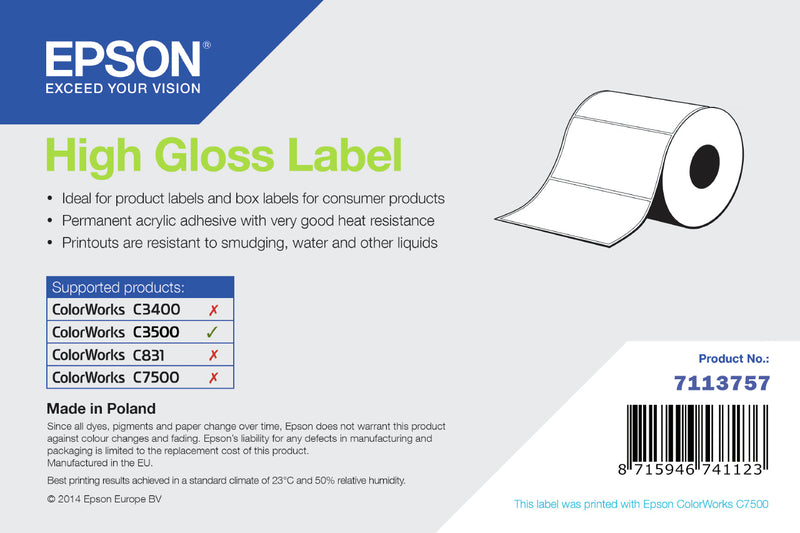 EPSON High Gloss Label 76x127mm 250 Etiketten, Die-Cut