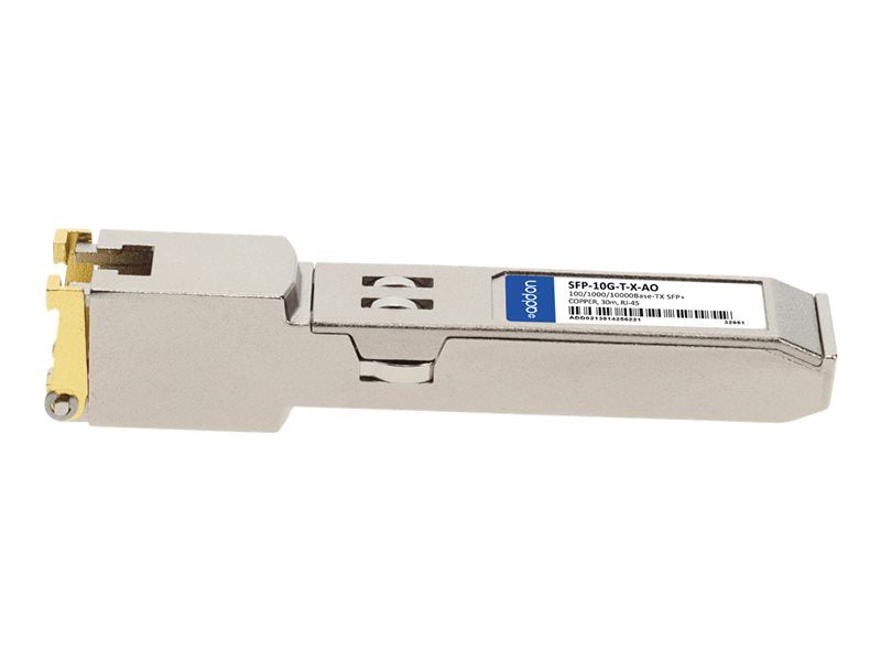 AddOn - SFP+ transceiver module (equivalent to: Cisco SFP-10G-T-X) - 10GbE - 100Base-TX, 1000Base-T, 10GBase-T - RJ-45 - up to 30 m - TAA Compliant -