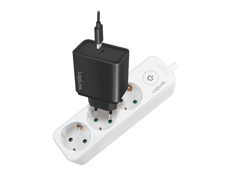Logilink Outlet Strip, 3 safety sockets, white