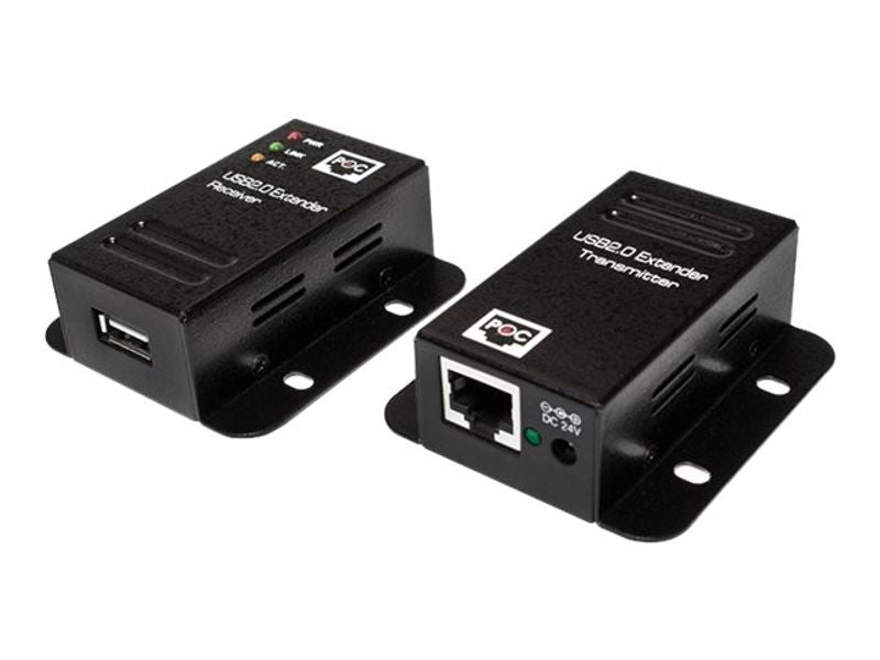 USB 2.0 Cat.5 extender, 50 m, 1-port, mountable, POE, black