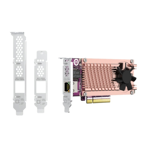 QM2 series 2 x PCIe 2280 M.2 SSD slots PCIe Gen3 x 8  1 x AQC113C 10GbE NBASE-T port