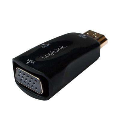 Logilink HDMI Adapter A/M zu VGA/F + 3.5 mm/W. 1080p. schw.