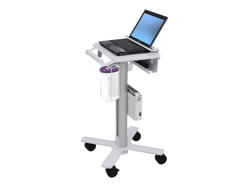 Ergotron StyleView Laptop Cart, SV10 - Cart for notebook - medical - metal - white, aluminium - screen size: up to 17"