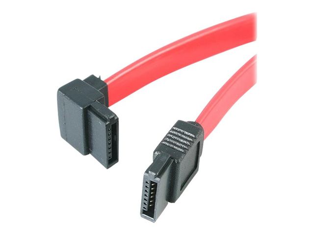 StarTech SATA to Left Angle SATA Serial ATA Cable - SATA cable - Serial ATA 150/300/600 - SATA (R) to SATA (R) - 1 ft - left-angled connector - red -