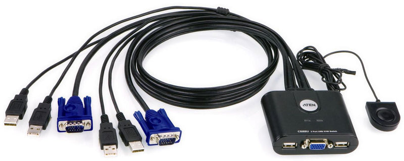 2-Port USB VGA Cable KVM Switch with Remote Port Selector