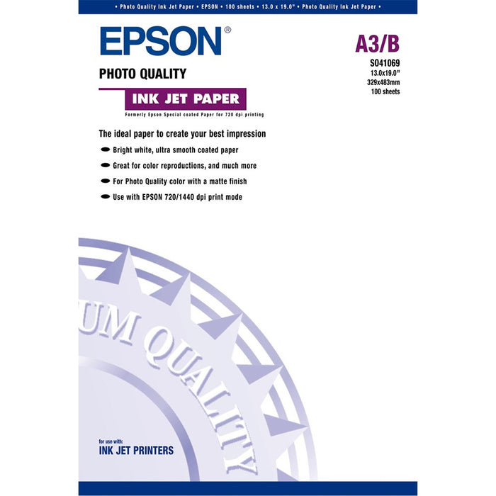 Epson Media, Media, Sheet paper, Photo Quality Ink Jet Paper, Graphic Arts - Graphic and Signage Paper, A3+, 102 g/m2, 100 Sheets