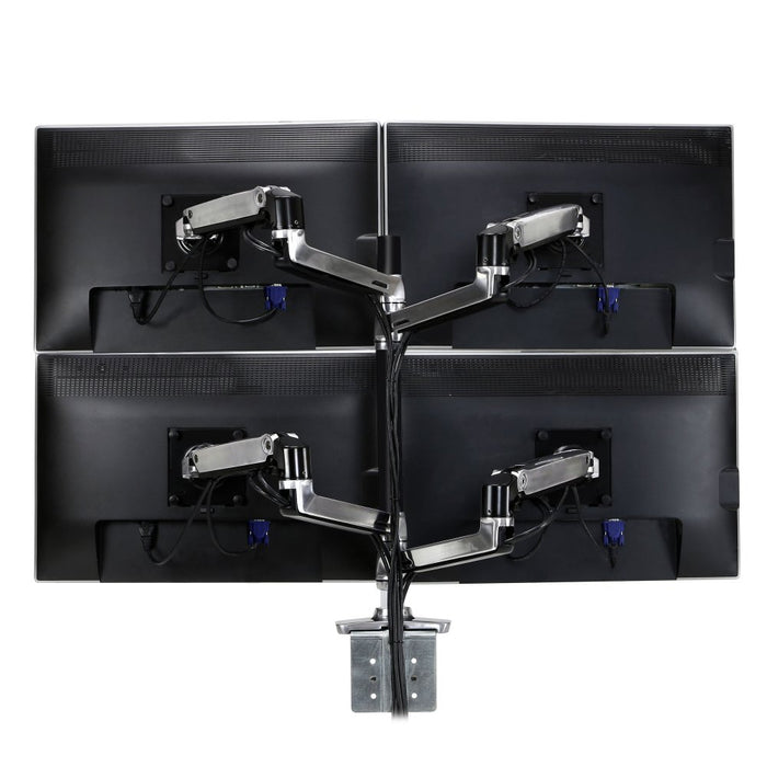 Mounting kit (tall pole, dual stacking arm) - for 2 LCD displays - matte black - screen size: up to 40" - desk-mountable