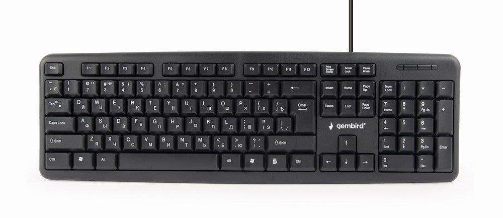 Gembird KB-U-103-RU keyboard Office USB QWERTY English, Russian Black