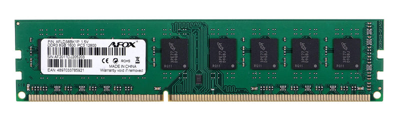 AFOX DDR3 8G 1600 UDIMM Speichermodul 8 GB 1 x 8 GB 1600 MHz