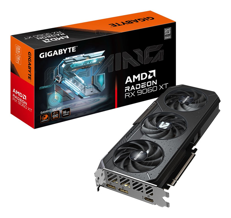 GIGABYTE Radeon RX 9060 XT GAMING OC 16G Graphics Card - 16GB GDDR6, 128bit, PCI-E 5.0, 3320 MHz Core Clock, 2 x DisplayPort, 1 x HDMI, GV-R9060XTGAMI