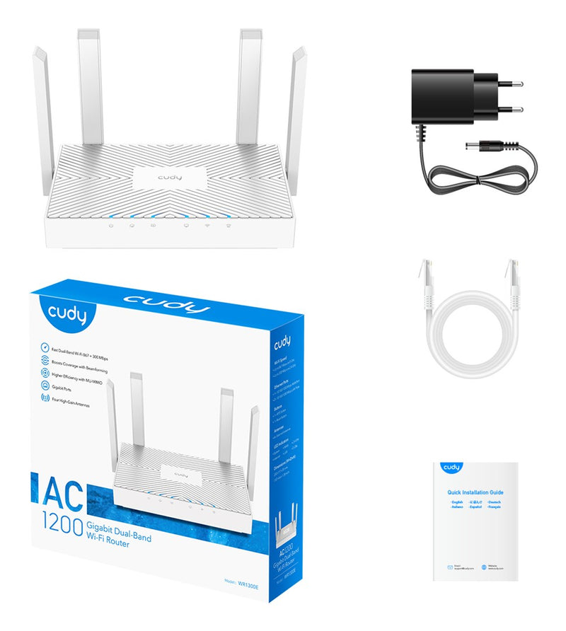 Cudy WR1300E wireless router Gigabit Ethernet Dual-band (2.4 GHz / 5 GHz) White