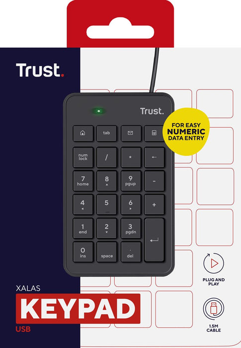 Trust 22221 numeric keypad Laptop/PC USB Black