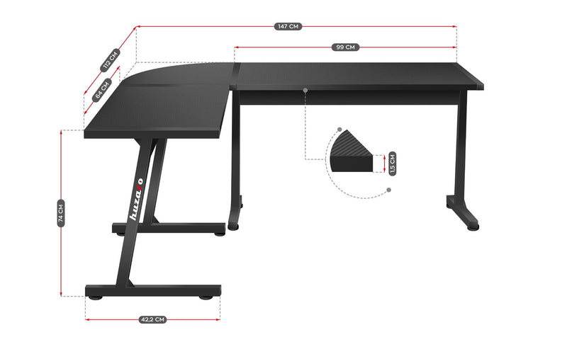 HUZARO HERO 6.0 BLACK GAMING DESK