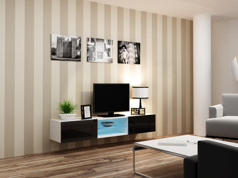 Cama TV-Möbel VIGO GLASS 30/180/40 weiß/schwarz Hochglanz
