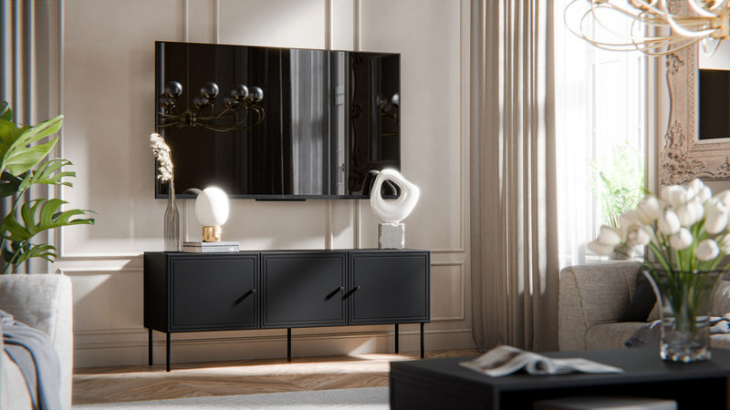 RTV 3D cabinet PALAZZO BIS 151x40x60 black matt