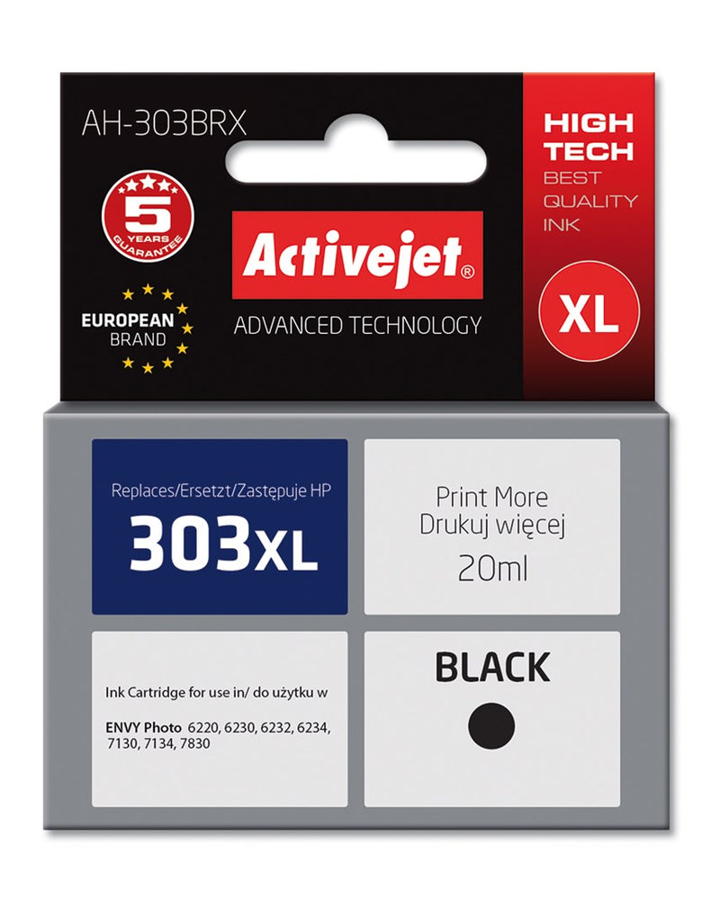 Activejet AH-303BRX Tintenpatrone (ersetzt HP 303XL T6N04AE; Premium; 20ml; schwarz)