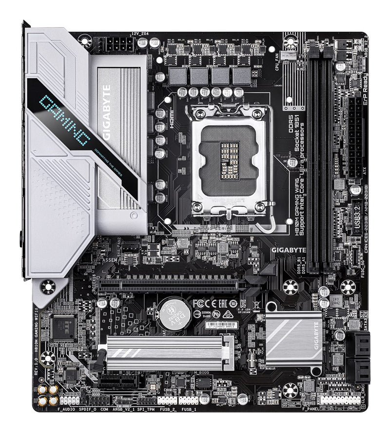 GIGABYTE H810M GAMING WIFI6 Motherboard - Intel Core Ultra (Series 2) CPUs, 4+1+2 Phases VRM, up to 6400MHz DDR5, 1xPCIe 4.0 M.2, 2.5GbE LAN, WIFI 6,