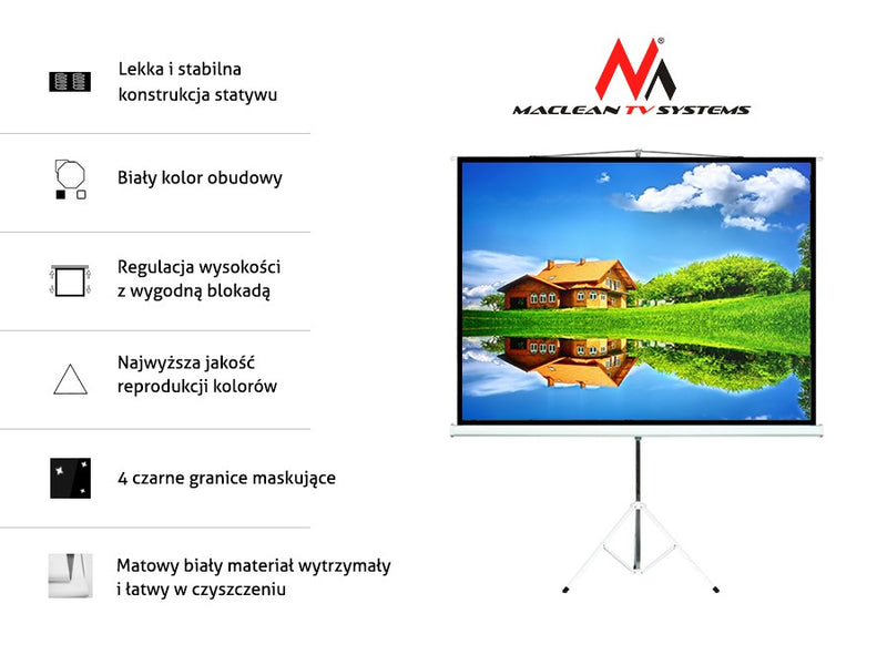 Projection Screen With 200x200 Tripods Maclean MC-680