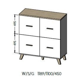 Cama Sideboard LOTTA 110 4T Eiche Wotan + Schwarz matt