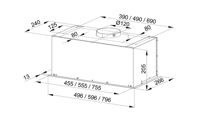 Cabinet-mounted ventilation hood MAAN Fiugi 2 60 310 m3/h, Satin