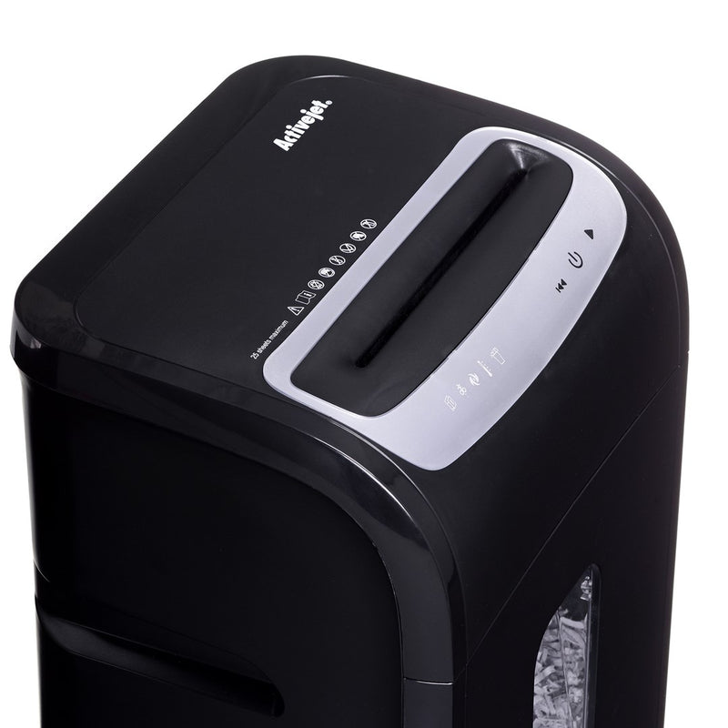 Destructeur de documents Activejet ASH-2502C, P-4, 28 l, coupe croisée 4x40 mm, noir