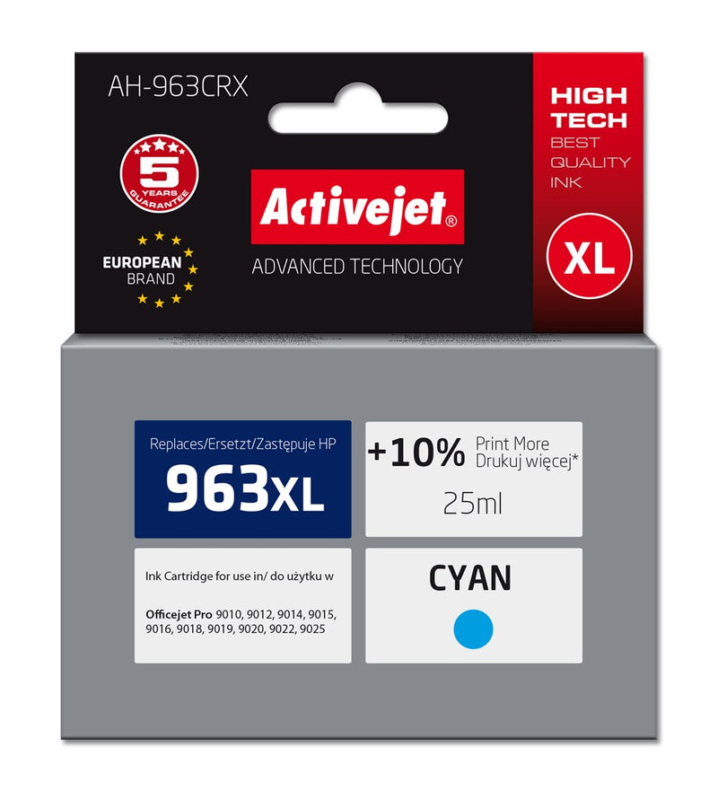 Activejet AH-963CRX Tinte (ersetzt HP 963XL 3JA27AE; Premium; 1760 Seiten; 25 ml, Cyan)