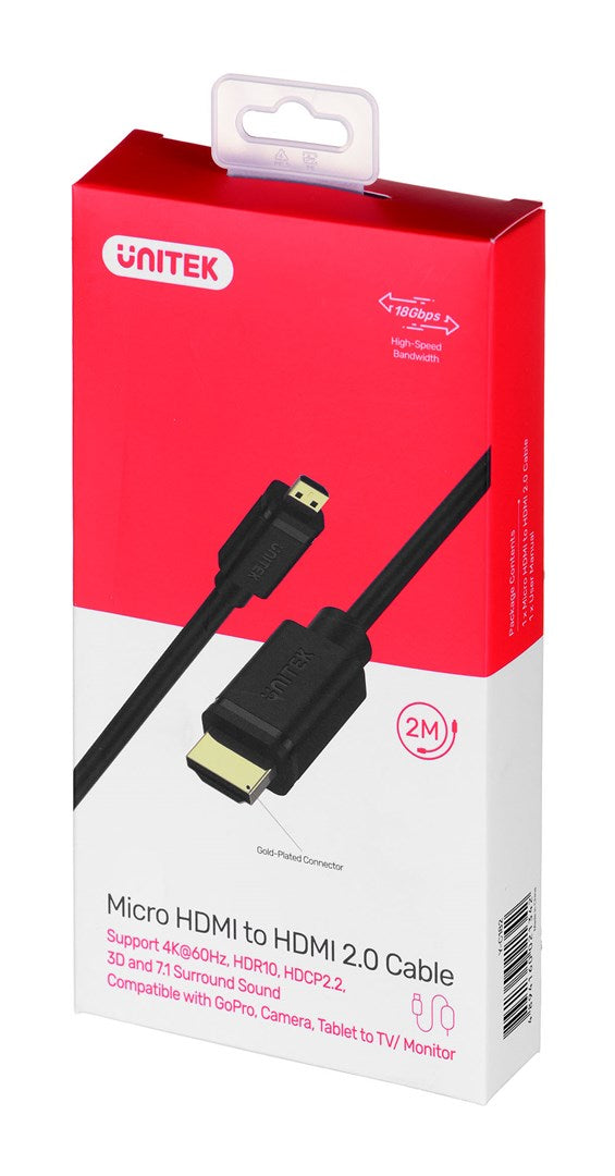 UNITEK Y-C182 HDMI 2.0, 4K60HZ,2M cable  Black