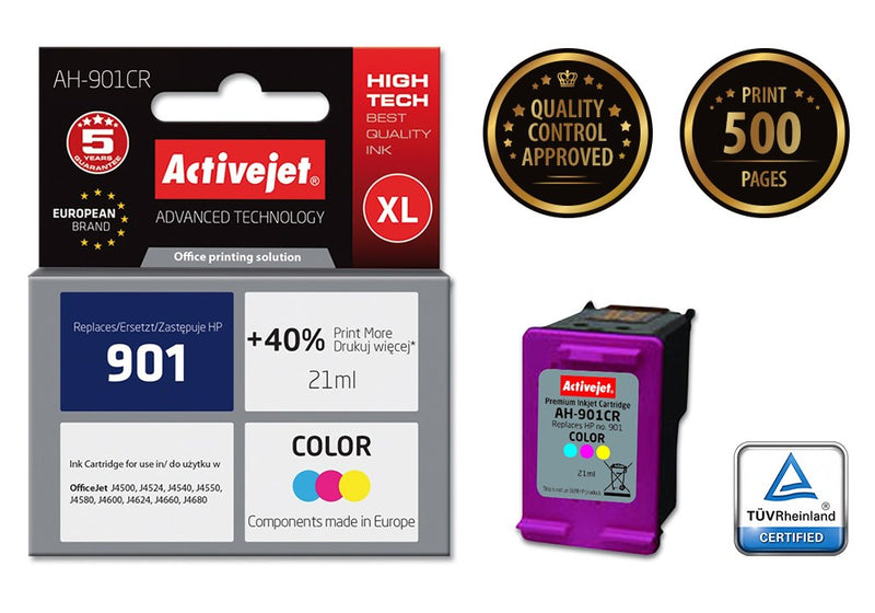 Activejet AH-901CR Tinte (ersetzt HP 901 CC656AE; Premium; 21 ml; Farbe)