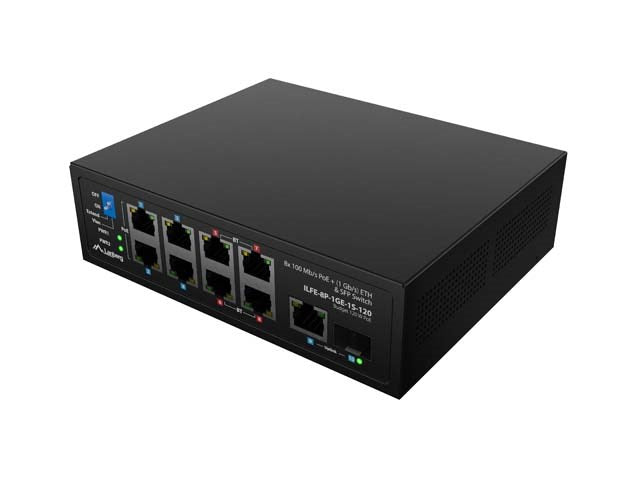 SWITCH LANBERG ILFE-8P-1GE-1S-120 LIGHT INDUSTRIAL POE 4XBT 4XAT SFP+ETH DIN FAST ETHERNET