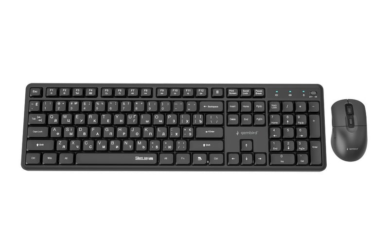Gembird KBS-WMS-01-CYRL Silent key Pro Business Wireless-Desktop-Set, schwarz, RU-Layout