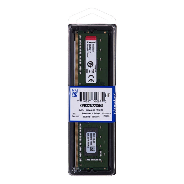 Kingston ValueRAM - DDR4 - module - 8 GB - DIMM 288-pin - 1600 MHz / PC4-25600 - CL22 - 1.2 V - unbuffered - non-ECC