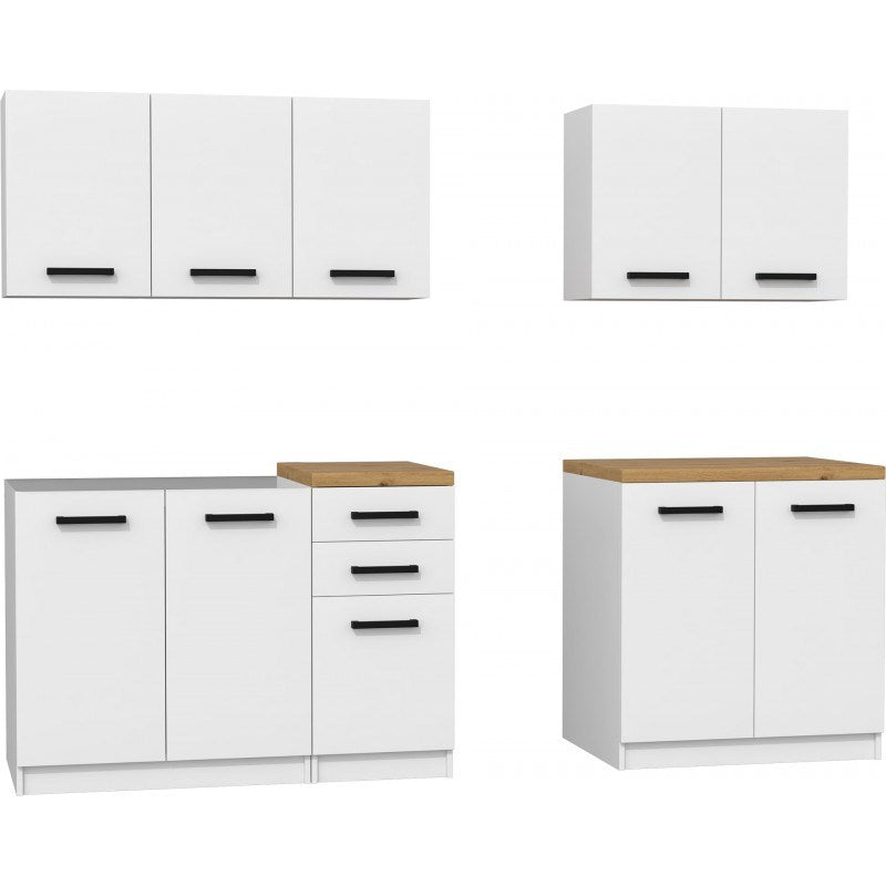 Topeshop KÜCHE SET 200 WEISS Küchen-/Esszimmermöbelset