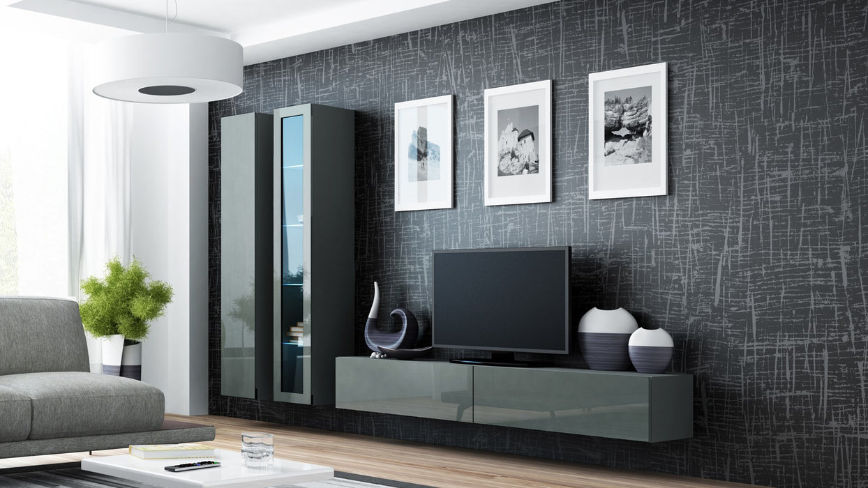 Cama Living room cabinet set VIGO 3 grey/grey gloss