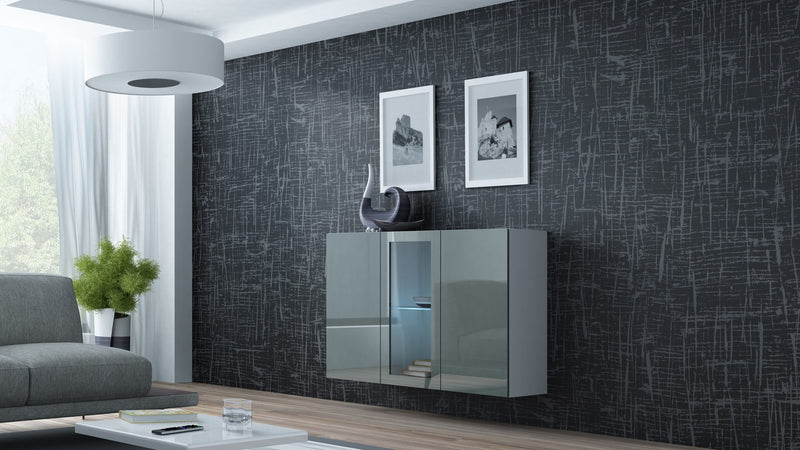 Cama Sideboard VIGO 90/120/38 white/grey glossy