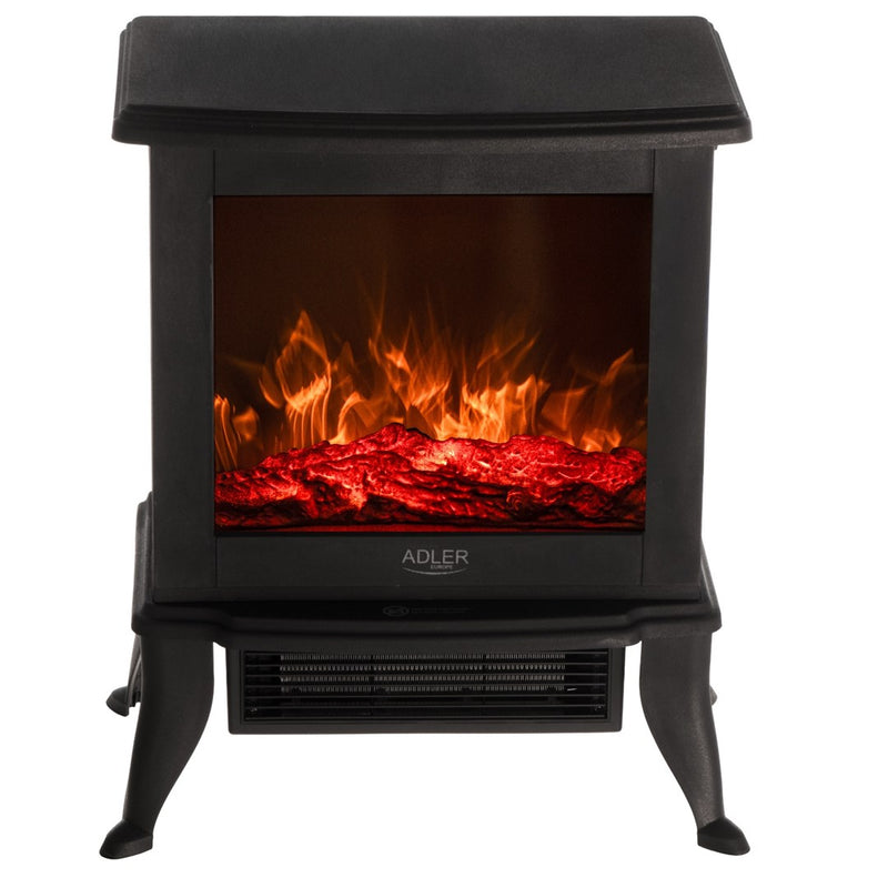 Electric fireplace ADLER AD 7754 2 heat settings: 1000W / 1800W | 3D flame effect | Thermostat Black