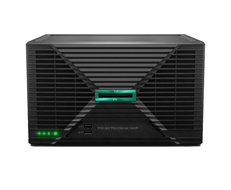 HPE ProLiant MicroServer Gen11 E-2434 4c 32GB-U 4LFF-NHP 2x4TB HDD 180W External PS EMEA Cmp Mod Svr - This HPE pre built server includes the followin
