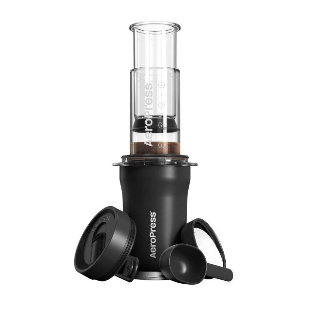 Go Plus coffee maker with black AeroPress thermal mug