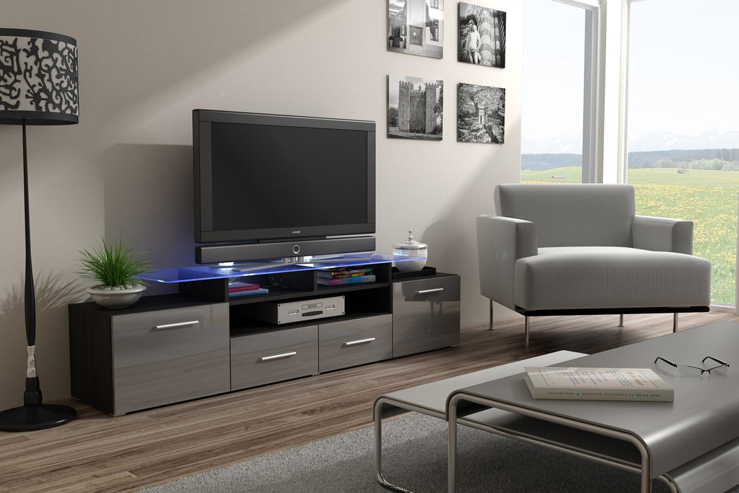 Cama TV stand EVORA 200 wenge/grey gloss