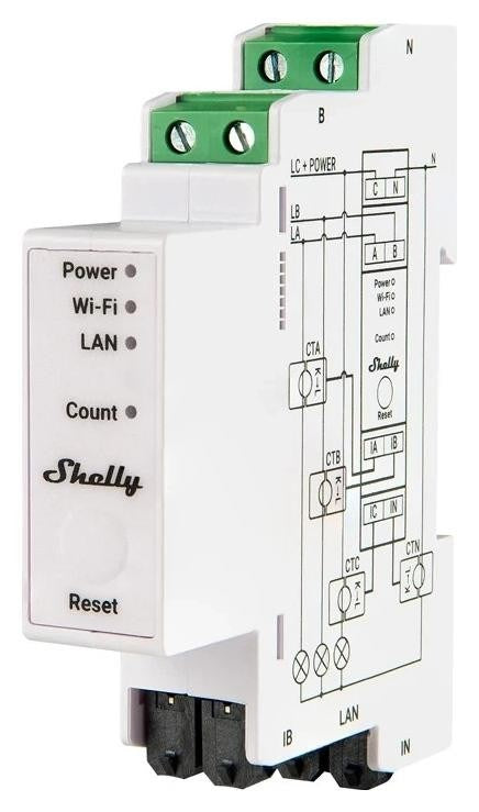 Shelly Pro 3EM 120A 3-way electricity consumption meter WiFi/Bluetooth/Matter