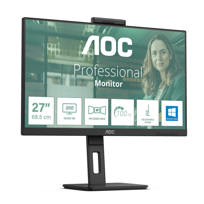 AOC Pro-line Q27P3CW - LED monitor - 27" - 2560 x 1440 QHD @ 75 Hz - IPS - 350 cd/m² - 1000:1 - 4 ms - 2xHDMI, DisplayPort, USB-C - speakers - black